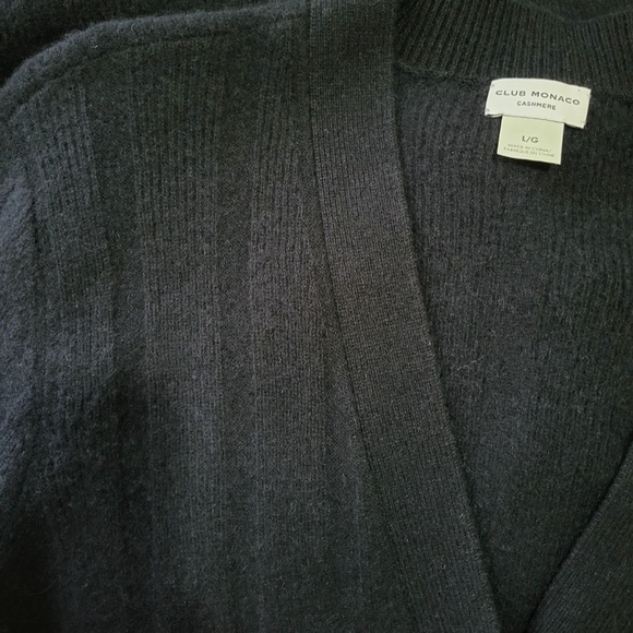 Unworn Club Monaco Black Cashmere Button Front Long Cardigan - Picture 10 of 11